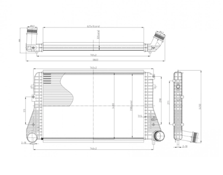 радиатор интеркулера VW Caddy III, IV 1.6-2.0TDI 10->  (HART)