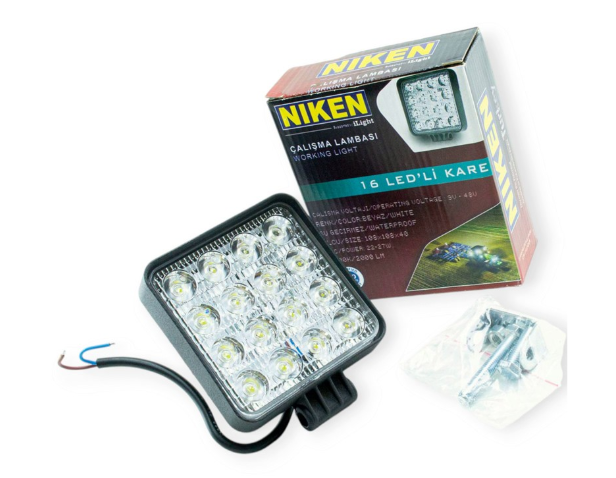 фара дополнительная LED 105х105х40 (Д/В/Ш) 27W ближний NIKEN 16 LED