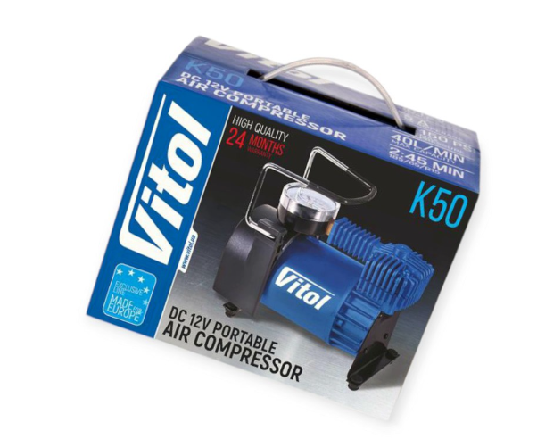 компрессор Vitol  10атм/ 40л/15А/1м шланг/прикур/сумка K-50 - зображення 2