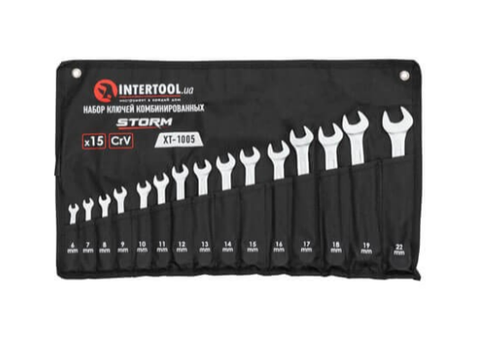 набор ключей рожково-накидных  6-22 мм 15 шт (ткан. чехол) CrV Storm