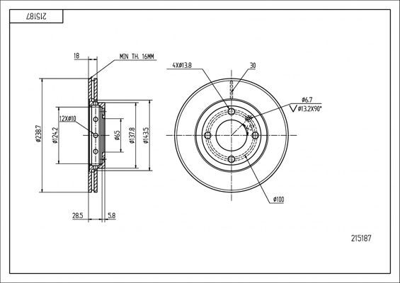 диск тормозной пер. VW Polo, Lupo, Seat Arosa 95-> (d239x18mm)  (HART)