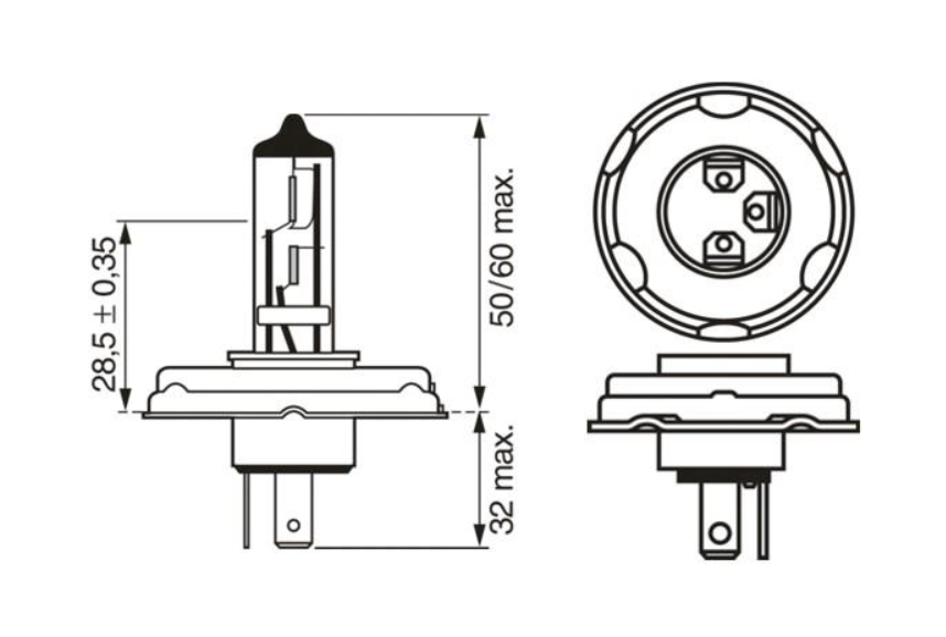 Автомобiльна лампа R2 halogen12V W-V 1 987 302 021 - зображення 2