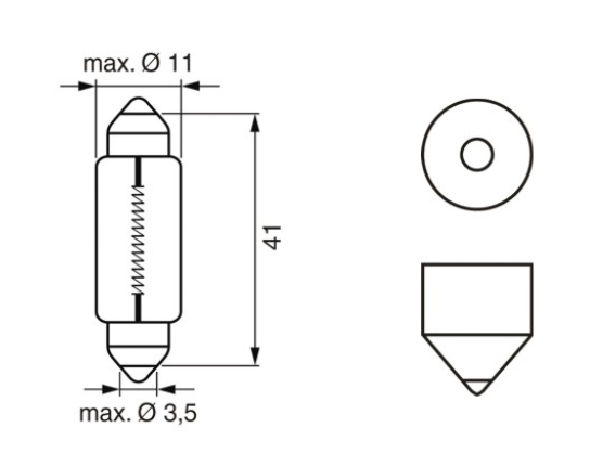 лампа AC салона 12V10W 11*41mm SV8,5 BOSCH 1987302210 - зображення 2