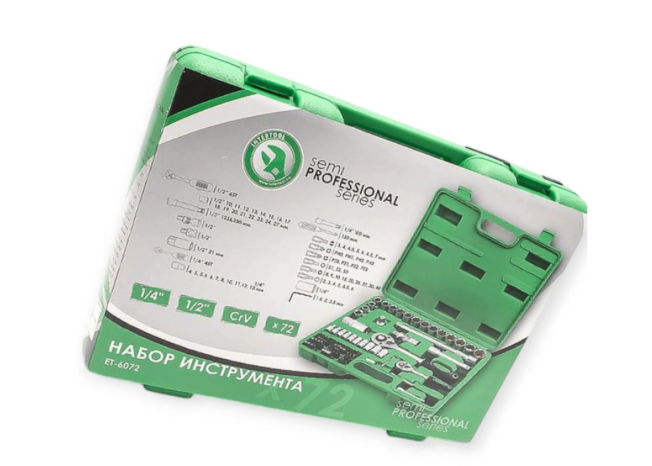 набор инструмента 1/2",1/4"   72 шт  с битами ET-6072SP - зображення 3