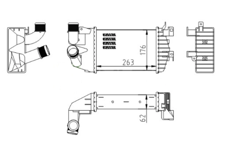 радиатор интеркулера Opel Astra H, Zafira 1.3-1.9D 04->  (HART)