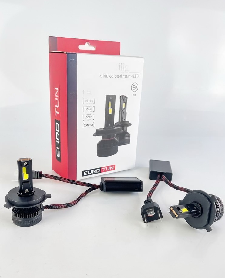 лампа LED H4 12V-24V  65W EUROTUN Z2 10000L 6500К CAN BUS радиатор с вентилят.
