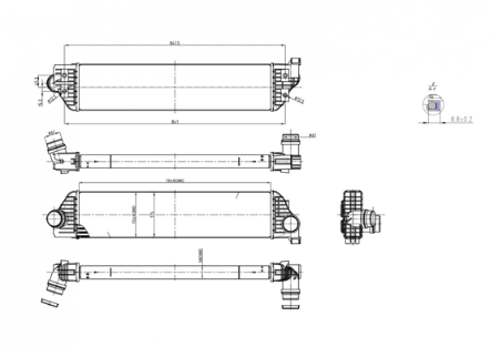 радиатор интеркулера Renault Master 2.3dCi 10-> RWD  (HART)