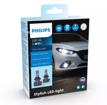 лампа LED H11 12V-24V 20W PHILIPS 6000K +100% CAN BUS радіатор з вентилятом.