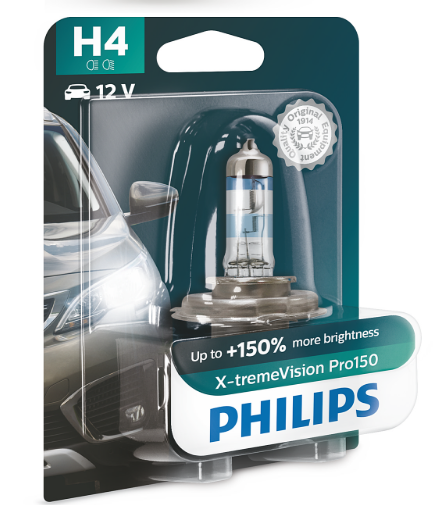 лампа H4 12V 60/55 (43) PHILIPS X-treme Vision Pro +150% 12342XVPB1 - зображення 2