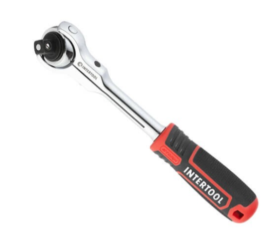 трещетка с квадратом   1/2" 72 зуба 250 мм CrV Intertool Storm  шарнирная (360°)