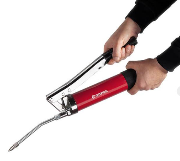 шприц для смазки 600 мл с гибким шлангом (двух-плунжерный) Intertool HT-0060 - зображення 5