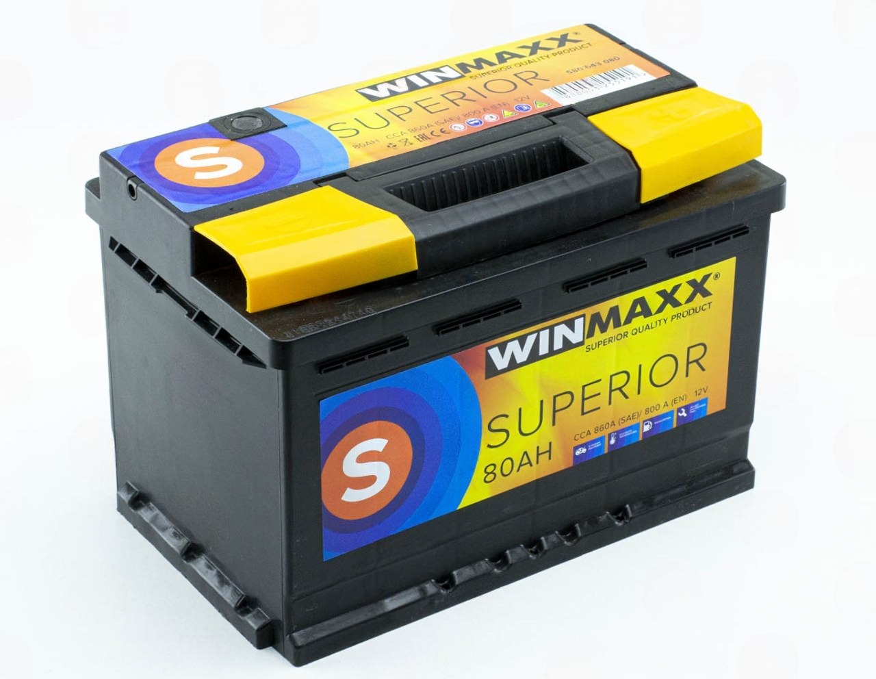 Аккумулятор WINMAXX  80Ач 800А SUPERIOR  (L3) (0) Евро правый + (гарантия 36 мес)