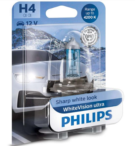 лампа H4 12V 60/55 (43) PHILIPS White Vision +60% 4300K