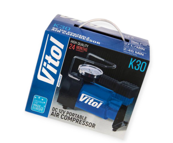 компрессор Vitol  10атм/ 37л/14А/1м шланг/прикур/сумка K-30 - зображення 3
