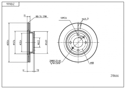 диск тормозной пер. Hyundai Accent, Getz 02-> (d256x19mm)  (HART)
