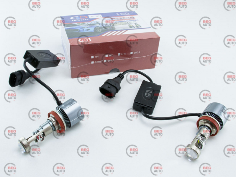 лампа LED H8/H9/H11/H16 12V G01 5700K 38W радіатор + вентилятор+линза