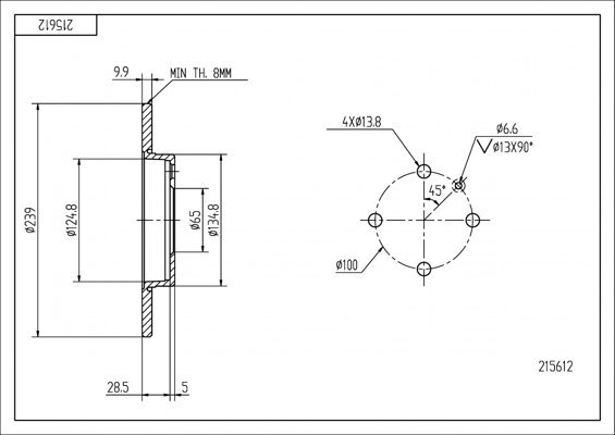 диск тормозной пер. VW Polo, Seat Arosa (d239x10mm)  (HART)
