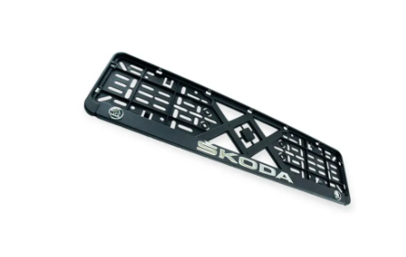 рамка под номер книжка  "SKODA"  рельефная хром улучшенная