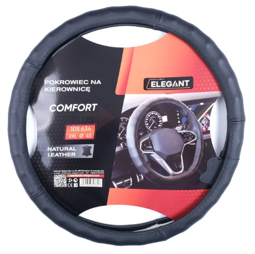 чехол руля  XXL  кожа  (44 - 46 см)  черный Elegant  гладкий