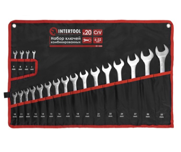 набор ключей рожково-накидных  6-32 мм 20 шт (ткан. чехол) CrV Storm