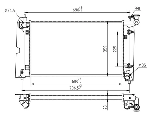 радиатор двиг. Toyota Avensis 1.8,  Corolla 1.6 01->  (HART)