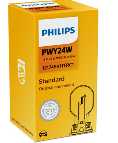 лампа A 12V PWY24W WP3.3х14.5/4 PHILIPS SV