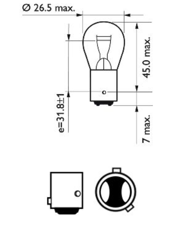 лампа A 12V P21/4W BAZ15d PHILIPS 12594CP - зображення 2