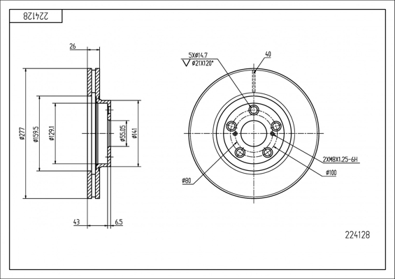 диск тормозной пер. Toyota Avensis 03-> (d277x26mm)  (HART)