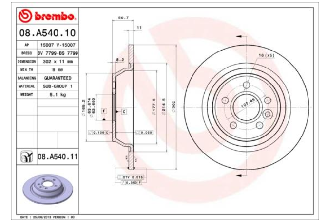Гальмівний диск 08.A540.10 - зображення 2