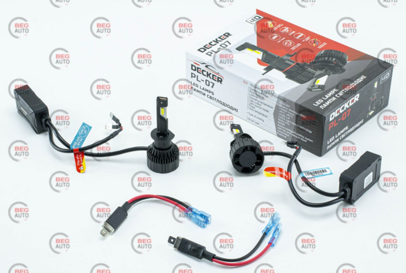лампа LED H1 12V-24V PL-07 60W 6000K 12000L радиатор + вентилятор + обманка