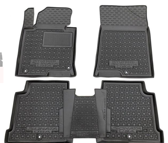 коврики салона Hyundai Sonata 2014-2019 борт 2,5см, с перемычкой