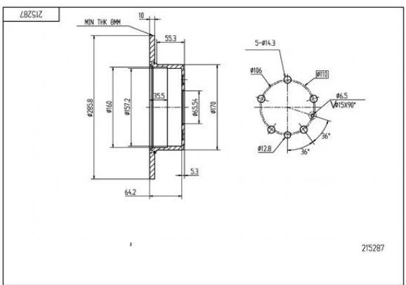 диск тормозной зад. Opel Vectra B (d286x10mm)  (HART)