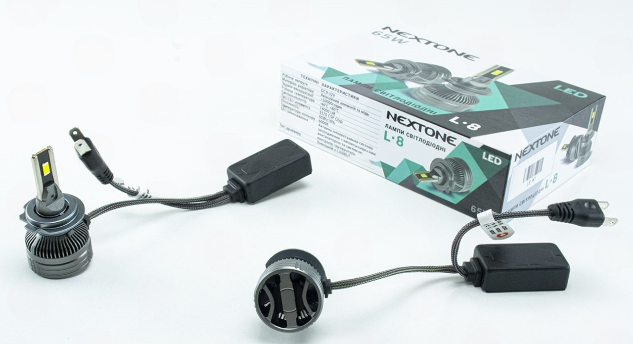 лампа LED H7 12V-24V  65W Nextone L8 6000K 14000 CAN BUS радиатор с вентилят.
