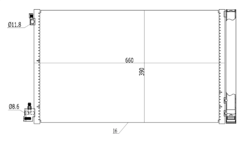 радиатор кондиционера Opel Insignia, Saab 9-5 1.6-2.8 08->  (HART)