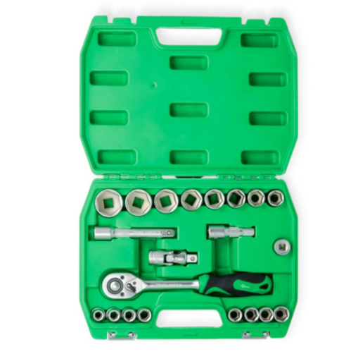 набор инструмента 1/2"  21 шт, 10-32 мм с трещ., удленит., кардан., переход. ET-6021SP - зображення 3