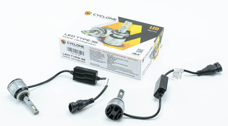 лампа LED H27 12V Type 38 60W 6000K 14000L радиатор+вентилятор+обманка type 38 LED H27 - зображення 2