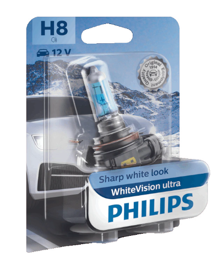 лампа Н 8 12V 35W  PHILIPS White Vision +60% 4300K