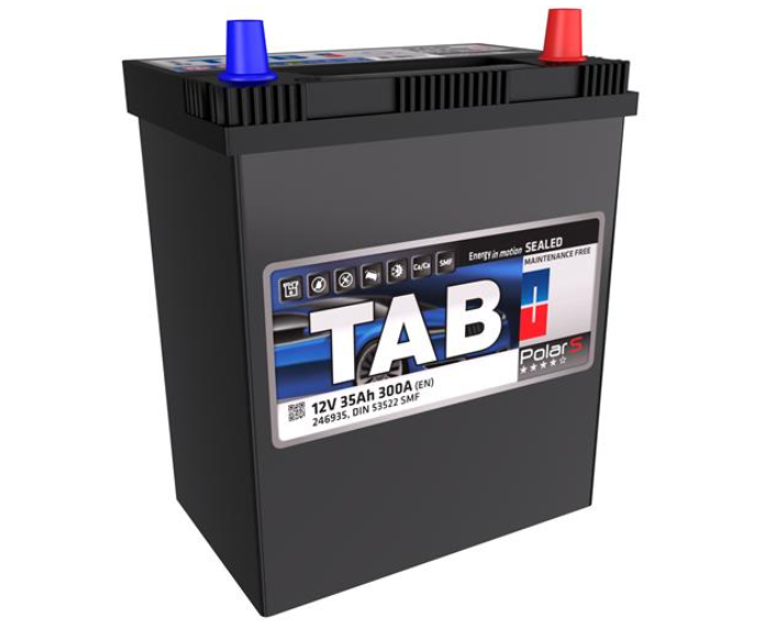 АКБ TAB POLAR S (Asia), L"+" 35Ah, En300 (196 x 134 x 205/226) левый "+", прижимная планка:b00
