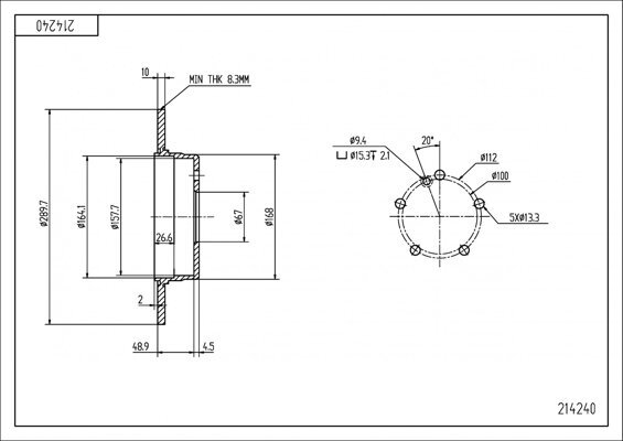 диск тормозной зад. MB C-Class (W202/203), E-Class (W210) (d290x10)  (HART)
