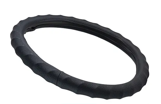 чехол руля  M  кожзам  (37 - 39 см)  черный Vitol  рефленный, один шов, перфор.