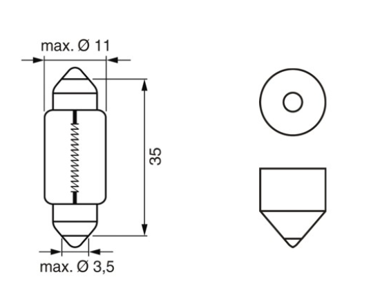 лампа AC салона 12V10W 11*36mm SV8,5 BOSCH 1987302228 - зображення 2