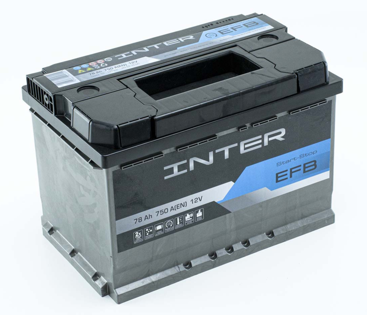Аккумулятор  INTER  78Ач 750A EFB (L3) (0) Евро правый +