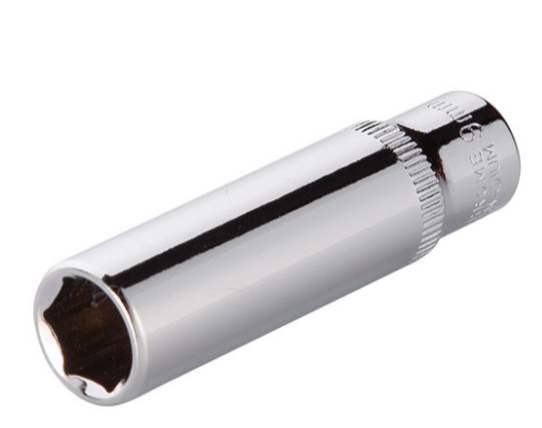 головка торцевая шестигранная удлиненная 1/4"  9 мм CrV