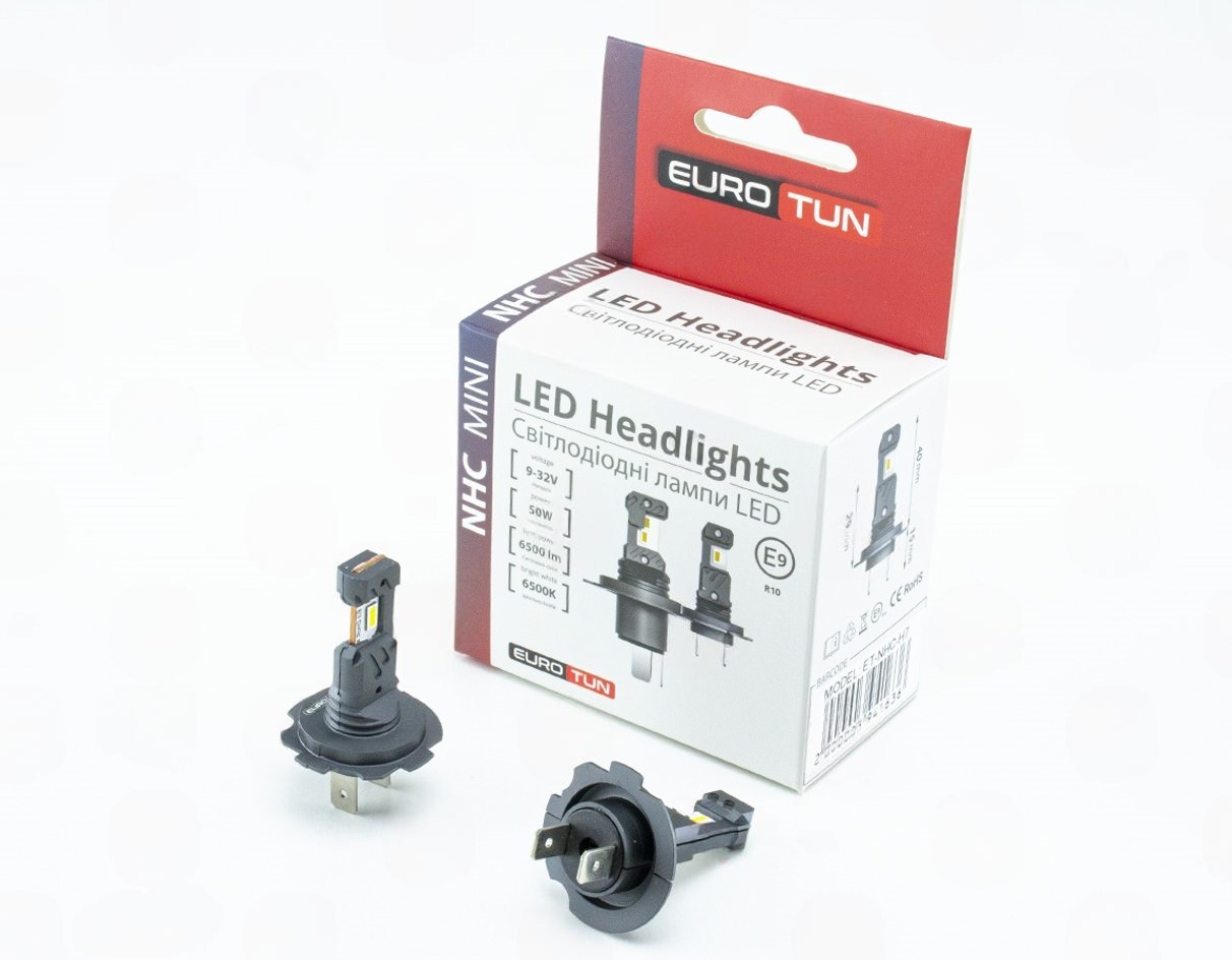 лампа LED H7 12V-24V  50W EUROTUN NHСE 6500L 6500K радиатор