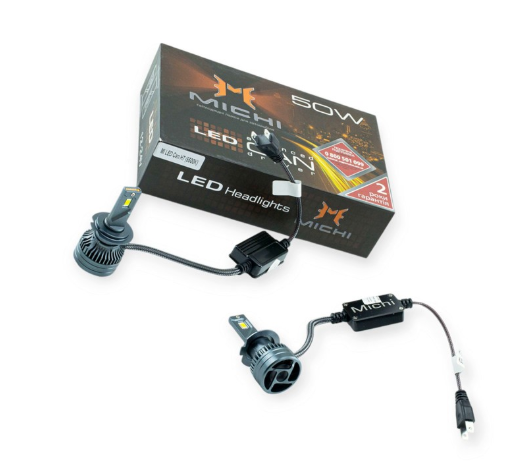 лампа LED H7 12V-24V MICHI Can 50W 5500K 5300L с обманкой радиатор с вентилятором