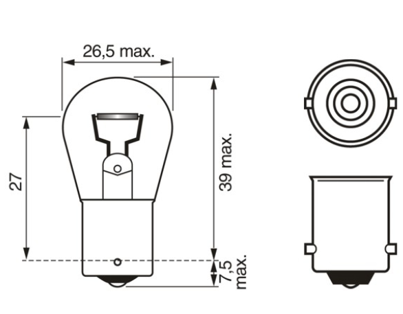 лампа A 12V P18W BA15s BOSCH 1987302214 - зображення 2