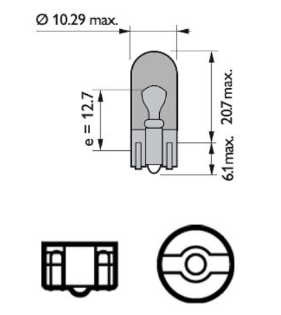 лампа БЦ 12V 5W W2.1х9.5d PHILIPS Orange 12396NACP - зображення 2