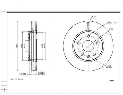 диск тормозной пер. Opel Insignia A, Chevrolet Malibu (d296x30mm)  (HART)