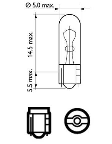 лампа БЦ 12V 1,2W W2х4,6d PHILIPS 12516CP - зображення 2