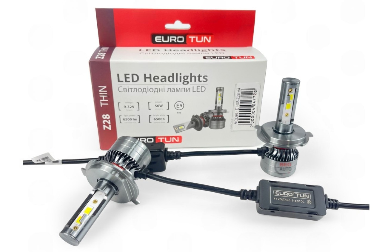 лампа LED H4 12V-24V  50W EUROTUN Z28 6500L 6500K  CAN BUS радиатор с вентилят.